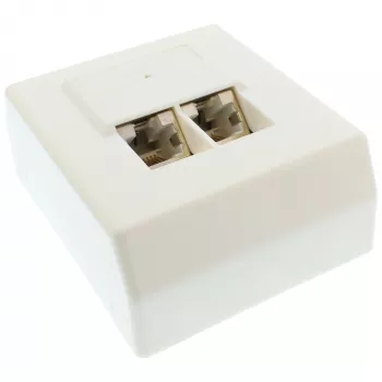 InLine Cat.5e Network Box 2x RJ45 surface mounting white RAL9010