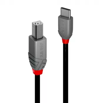 Lindy 2m USB 2.0 Type C to B Cable, Anthra Line, 2 m, USB C, USB B, USB 2.0, 0.48 Gbit/s, Black