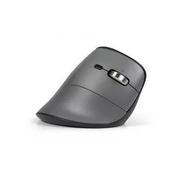BakkerElkhuizen FastForward Pro mouse, Right-hand, Vertical design, Optical, RF Wireless + Bluetooth + USB Type-C, 5000 DPI, Black, Grey