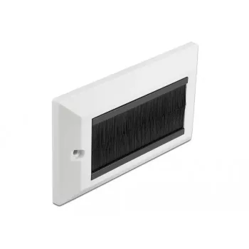 DeLOCK Cable Management Cover Plate 146 x 86 mm with Black Brush Strips, White (66492)