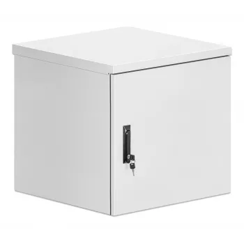 Intellinet 716109 Industrial IP55 19 inch wall mount cabinet with integrated fans, 12U, 600 mm depth, roof-mounted two-fan ventilation unit, dust- and waterproof, assembled, max 100 kg, lockable, Light Grey RAL7035