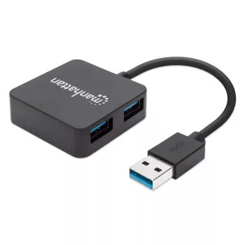 Manhattan 162296 USB-A 4-Port Hub, 4x USB-A, 5 Gbps (USB 3.2 Gen1 / USB 3.0), Bus Powered, Desktop