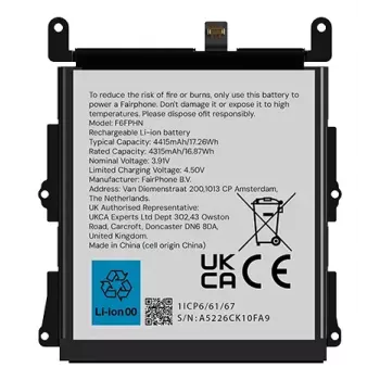 Battery Fairphone F6BATT-1ZW-WW1 Black 68.2mm x 6.35mm