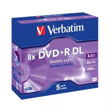 DVD+R DL Verbatim VB-DPD55JC 8,5 Go, lot de 5