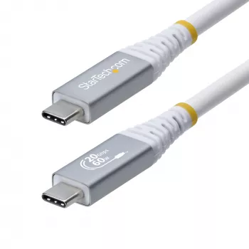 Câble USB4 StarTech.com 3 m (10 ft), 20 Gbit/s, câble USB-C certifié USB-IF, 60 W PD, 4K 120 Hz DP 1.4, gaine TPE, câble USB-C blanc