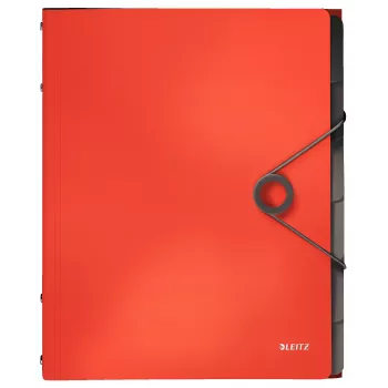 Classeur à onglets Leitz Solid 6 onglets, chemise à rabat, A4, polypropylène (PP), rouge, 200 feuilles, 80 g/m²