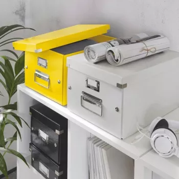 Boîte de rangement Leitz Click & Store WOW moyenne, jaune, carton, 281 mm, 370 mm, 200 mm, 900 g