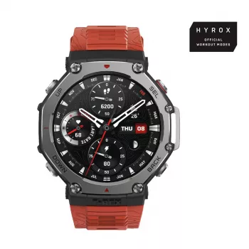 Smartwatch Amazfit T-Rex 3 Lava — 1.5 inch AMOLED, 480×480, GPS, 700 mAh, 32 GB, stainless steel case, silicone band