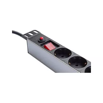 Multiprise 48,30 cm (19), 1HE, prise Schuko vers 8x prise Schuko, ÜSS, interrupteur, profil aluminium, Good Connections® (GC-N0087)