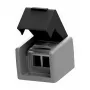 Support de module EasyLan, vide, en saillie, sortie droite, 2 modules, IP44, gris clair RAL 7035