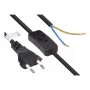 Câble d’alimentation Euro Good Connections fiche Euro type C (droite) vers extrémités dénudées, avec interrupteur, noir, 0,75 mm², 1,5 m (P0386-S015)