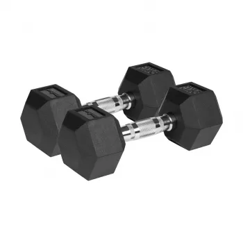 Haltères en fonte caoutchoutés HEX 2x9 kg REBEL ACTIVE