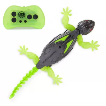 HEX BOTS | Jouet interactif gecko grimpeur mural robot RC | vert/gris