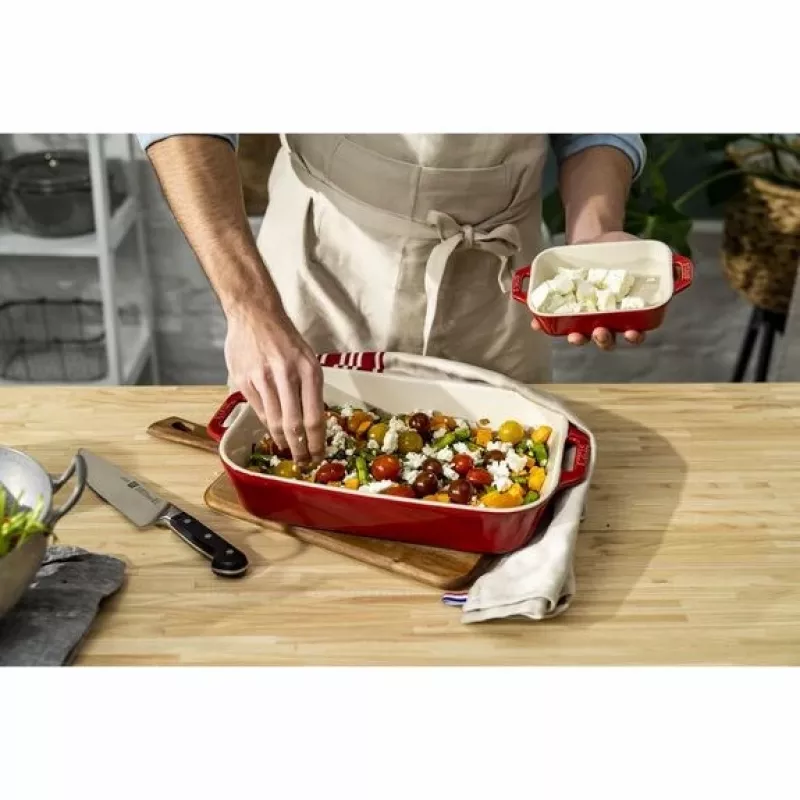 Ensemble de cuisson rectangulaire en céramique ZWILLING Staub 3 pièces, rouge, max. 300 °C