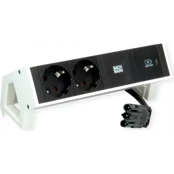 Multiprise Bachmann 902.933 DESK2, blanc, 2x Schuko, 1x USB-C 30 W