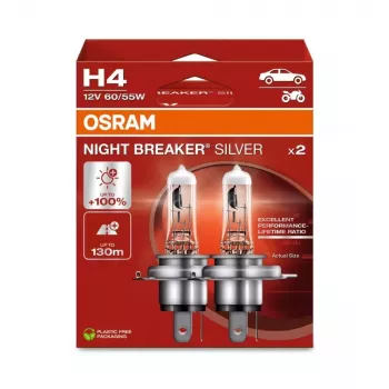 OSRAM NIGHT BREAKER SILVER H4 12 V 60/55 W, 2 pièces