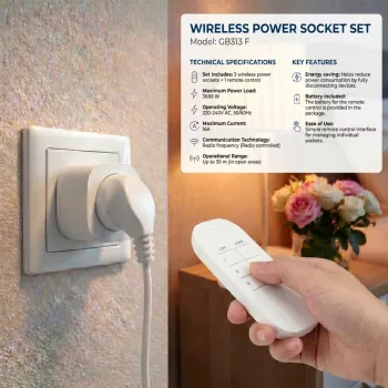 GreenBlue GB313 F Remote-Controlled Sockets, Set of 3 with Remote, Type F