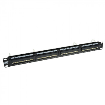 ACT 24-Port CAT6 UTP 45° Angled Patch Panel, 1U, Black (PP1013)