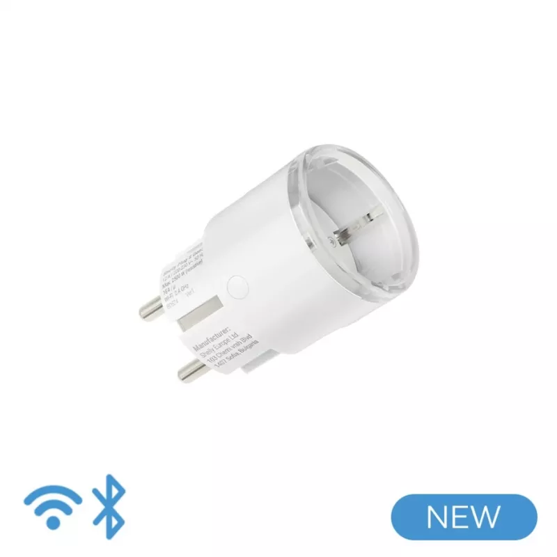 Prise connectée Shelly Plug S Gen3 — prise intelligente Wi-Fi avec surveillance de l'énergie, type F, 110–230 V, 2500 W, blanche
