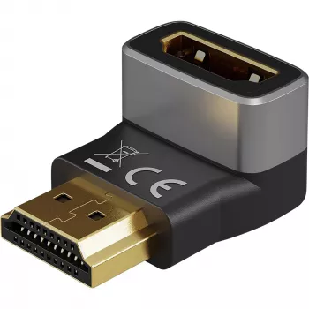 Adaptateur coudé Goobay 72011 HDMI™ 270° vertical, 8K @ 60 Hz, plaqué or, Noir, Argent | Goobay