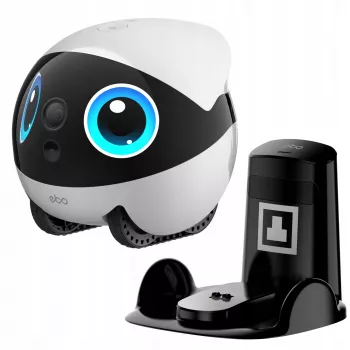 Robot compagnon pour animaux Enabot EBO Air 2 Plus, caméra 3K, vision nocturne, Wi-Fi, blanc