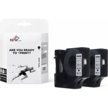 Ruban d'étiquettes TB Print TBTD-45013 pour DYMO, 12 mm x 7 m, noir sur blanc, 2 pièces