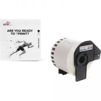 Rouleau d'étiquettes TB Print TBEB-DK22205 pour Brother, 62 mm x 30,48 m, noir sur blanc