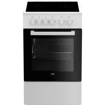 Cuisinière Beko FSS57000GW pose libre électrique plaque vitrocéramique noire, blanche