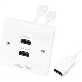 Prise murale HDMI LogiLink AH0015, 2 ports, blanche