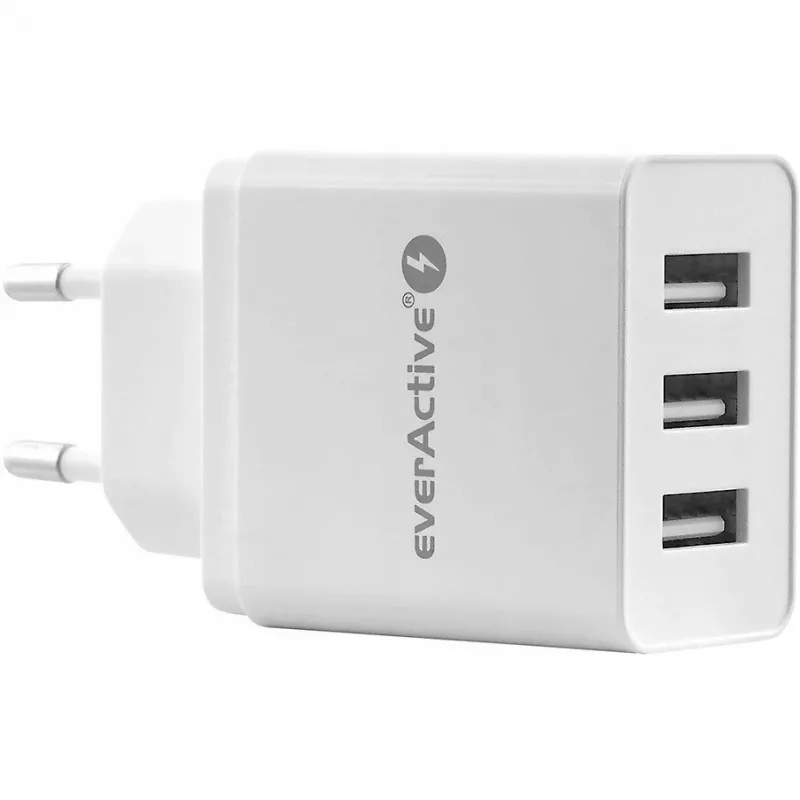 Chargeur de téléphone everActive SC-300 3x USB 3,4 A, blanc