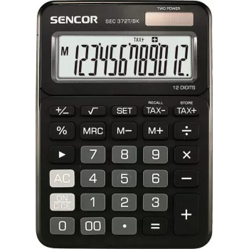 Calculatrice SENCOR SEC 372BK 12 chiffres LCD de bureau basique, alimentation par pile