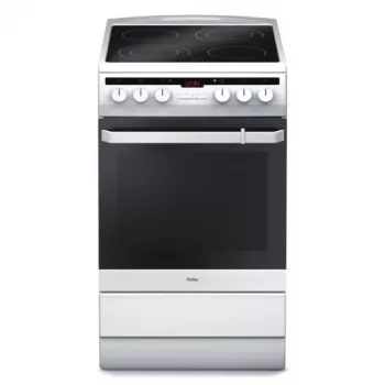 Amica 58CE3.315HTaQW Electric Cooker, Ceramic Hob, 4 Zones, 65 L Oven, 50 cm, White