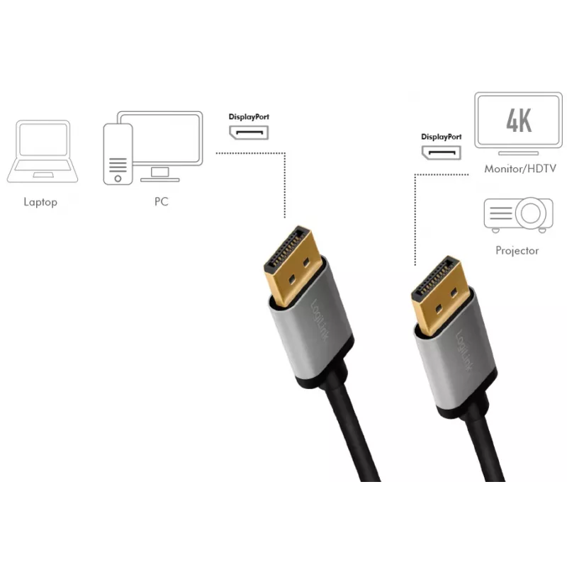 Câble DisplayPort LogiLink CDA0102 3 m Gris Noir
