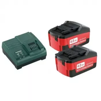 Metabo 685050000 Basic-Set, ensemble 2x batterie 4,0 Ah 18 V et chargeur