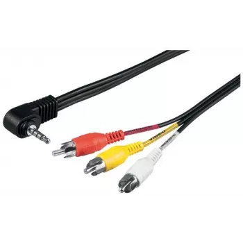 Câble adaptateur jack 3,5 mm/RCA Wentronic Goobay, 1,5 m - fiche jack 3,5 mm (4 broches, stéréo) 90° > 3x fiche RCA (50209)