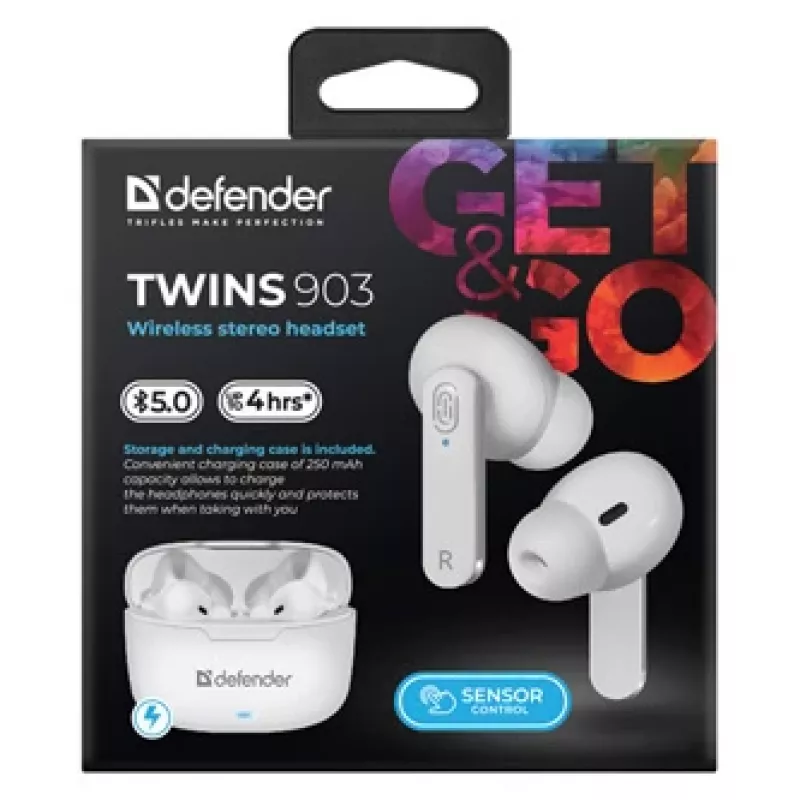Casque Bluetooth Defender TWINS 903, blanc