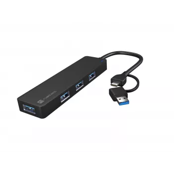 Hub USB NATEC Mayfly USB 3.2 Gen 1 Type-A Type-C 5000 Mbit/s noir