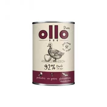 Aliment humide pour chiens OLLO Pure Duck with Apple 850 g — Aliment complet pour chiens adultes en sachet, sans céréales ni soja