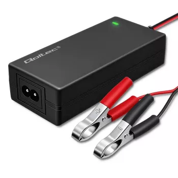 Chargeur de batterie automatique Qoltec pour AGM GEL STD | redresseur 12 V | 2 A | 24 W | LED | câble 1,8 m