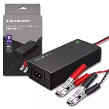 Chargeur de batterie automatique Qoltec AGM GEL STD 12V 4A 48W LED câble 1,8 m