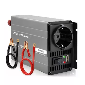 Qoltec MS Wave onduleur 12V vers 230V 300/600W USB compatible LiFePO4 GEL AGM