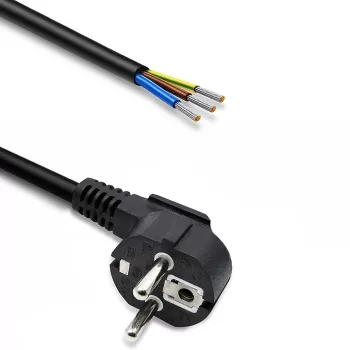 Câble d'alimentation QOLTEC SCHUKO CEE fiche coudée Cu dénudé 1,5m noir