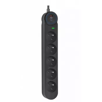 ART F2100 Power Strip 5 Outlets 16A 1.5m Black