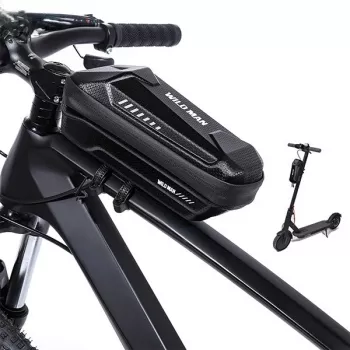 WILDMAN XS5 sacoche de cadre noire – pochette pour smartphone sur le tube supérieur du vélo