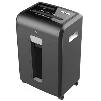 Deli E14400 destructeur de documents coupe croisée, 12 feuilles, 23L, noir