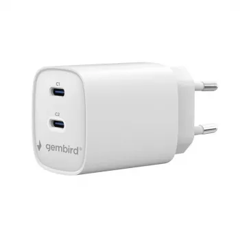Chargeur mural USB-C double port Gembird TA-UC-2C-PD45-01-W 45W blanc
