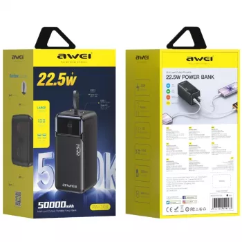 AWEI PA-106 Power Bank 50000mAh 22.5W PD 3xUSB-C Noir