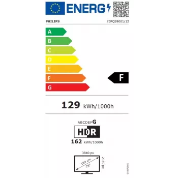 Philips 75PQS9001/12 téléviseur Google TV QLED 4K Ultra HD 75 pouces avec Ambilight 3 côtés, MiniLED, 120Hz, Dolby Vision et Atmos, VRR, ALLM, FreeSync Premium, compatible G-Sync, 4x HDMI 2.1, 2x USB, Wi-Fi, Bluetooth 5.0, DVB-T/T2/C/S/S2, gris