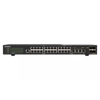 QNAP QSW-M2130P-2C2S26T commutateur rack 26 ports 2.5GbE PoE++ administrable couche 2 avec 2x 10GbE SFP+ et 2x ports combo 10GbE, budget PoE 370W