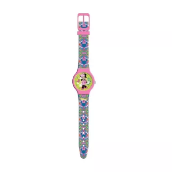 PULIO montre analogique dans boîte métallique - Disney Minnie Mouse, bracelet en cuir PU rose, mouvement à quartz, boîtier en alliage métallique 30 mm, résistante aux éclaboussures, filles 6 ans et plus